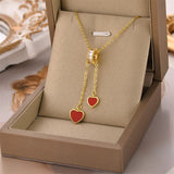 Sweetheart Double Pendant Necklace With Rhinestones Accents mambillia 