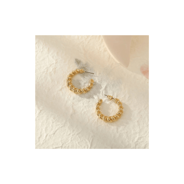 18 K Gold Plated Intriguing Twisted Hoop Earrings mambillia 