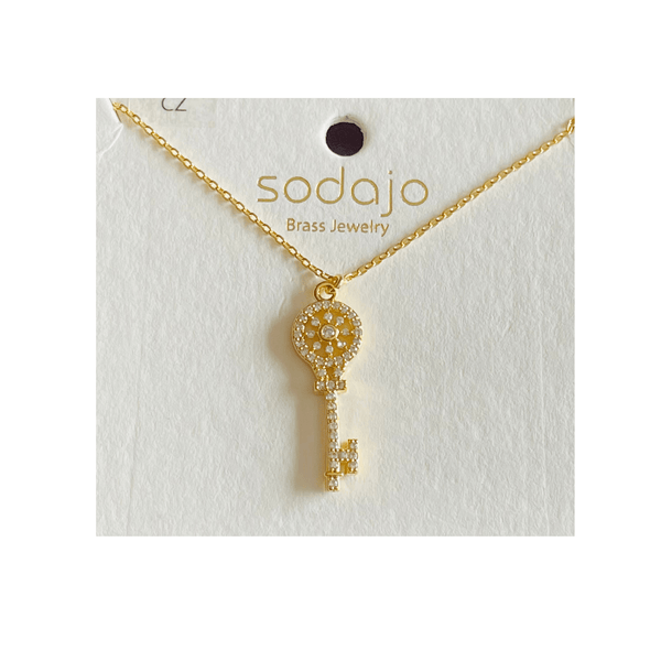 18 K Gold Plated Key Pendant Necklace mambillia 