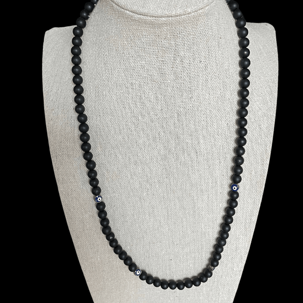 6mm onyx bead necklace evil eye mambillia 