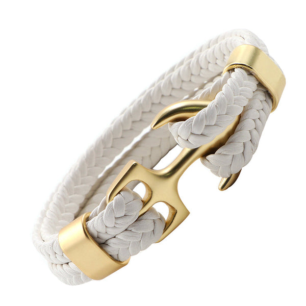 Anchor Leather Bracelet mambillia white 