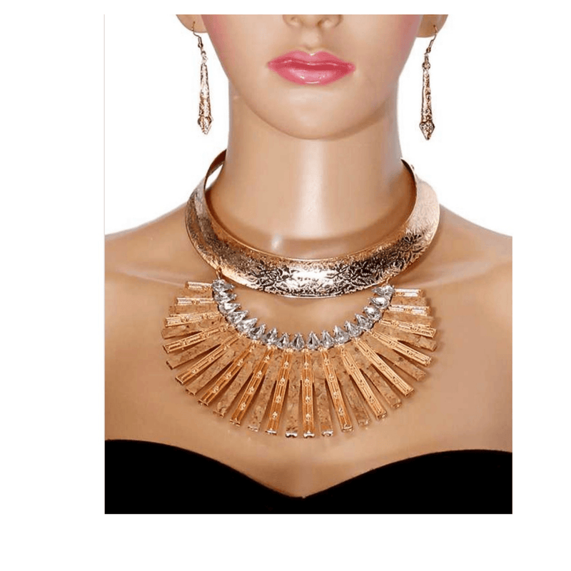 Bib Statement Choker Necklace and Earring Set Statement necklace mambillia 