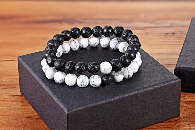 Black lava and Howlite Yoga bracelet mambillia 