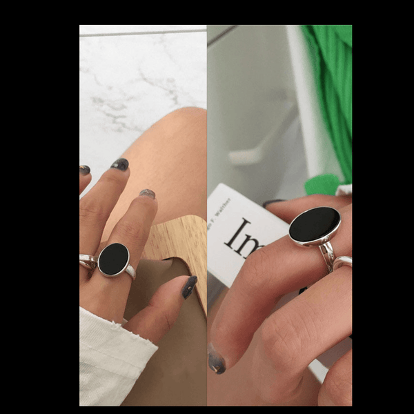 Black Oval Ring for Women mambillia 