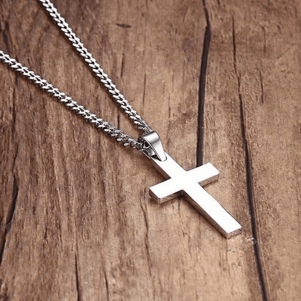 Christianity Rock Cross Pendant Necklace mambillia Stainless Steel Cross Pendant 