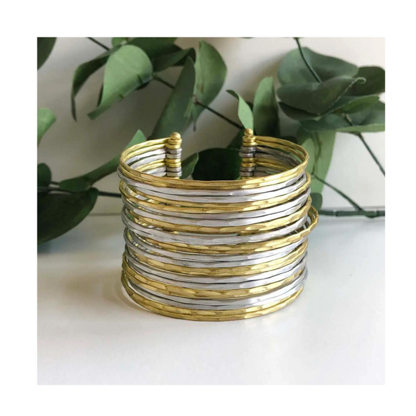 Colexico Cuff Gold and Silver Matte Bracelet For Women mambillia 