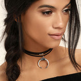 Crescent Moon Choker Necklace mambillia 