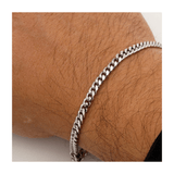 Cuban 3MM Link Small Bracelets mambillia 8 inches Silver 