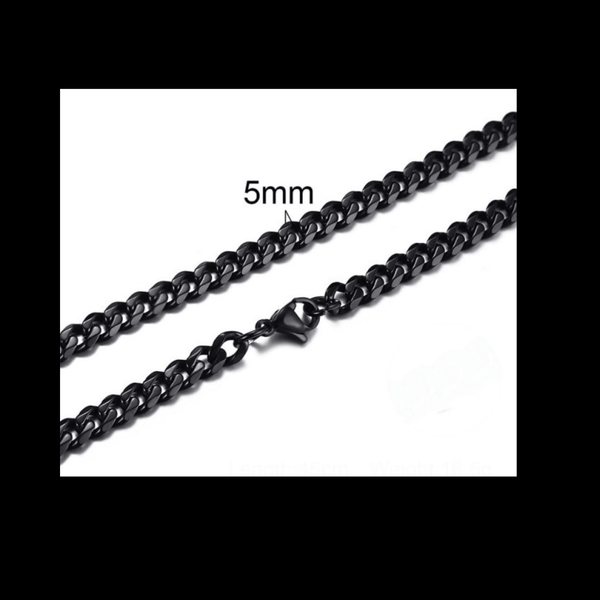 Cuban Link Stainless Steel Necklace mambillia Black 45cm Medium 