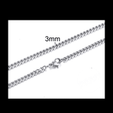 Cuban Link Stainless Steel Necklace mambillia Silver 45cm Small 
