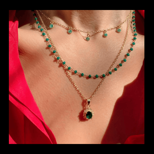 Emerald Pendant Necklace Necklaces mambillia 