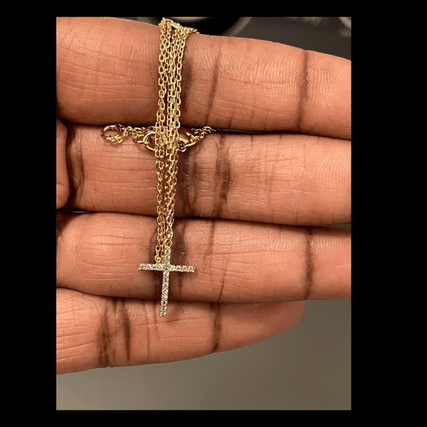 Gold plated Y Neck Rhinestone Cross Pendant Necklace mambillia 