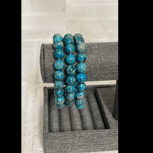 Imperial Blue Jasper Bead Bracelet mambillia 