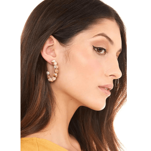 Marbled Beaded Hoop Earrings Earrings mambillia 