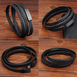 Men’s Black & Brown leather Bracelet mambillia 8 inches black 