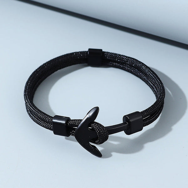 Men’s Black Cord Anchor Bracelet mambillia 