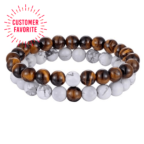 Men’s Tiger Eye and Howlite Yoga Bracelet mambillia 