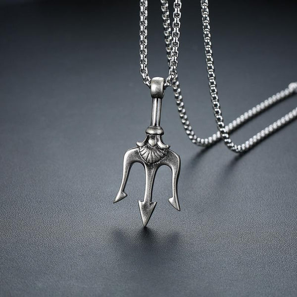 Men’s Trident Pendant Necklace mambillia Silver 
