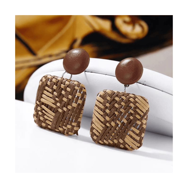 New Bohemian Style Wood Bamboo Rattan Earrings mambillia 