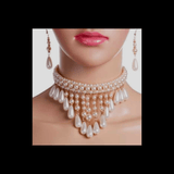 Pearl Drop Choker and Earring Set mambillia 