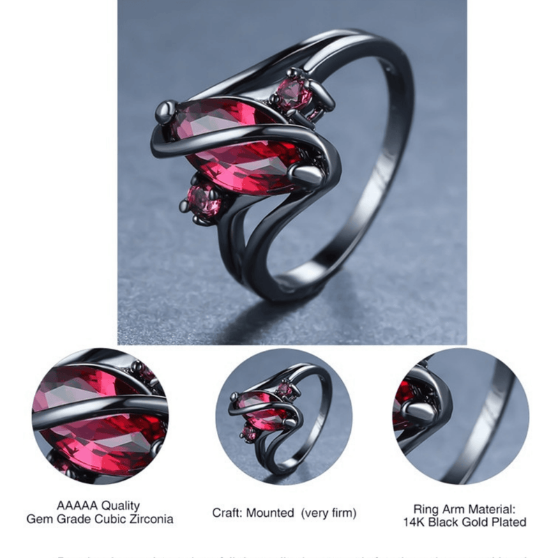 Red Crystal Ring for Women mambillia 