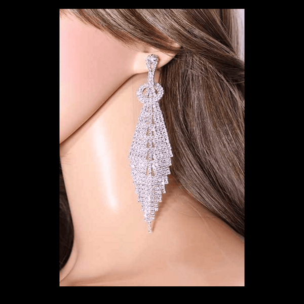 Rhinestone Chandelier Earrings mambillia Silver 