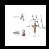 Rosewood Cross Pendant With Stainless Steel Chain mambillia 