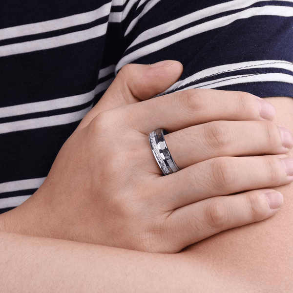 Silver and KOA Wood Inlay Ring for Men mambillia 9 