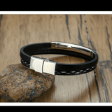 Stainless Steel Casual Bracelet leather and steel bracelet mambillia 