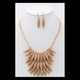 Three Layer Stone Necklace and Earring Set mambillia Natural 