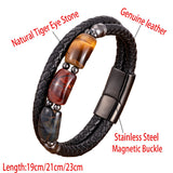 Tiger Eye Stone Leather Bracelet mambillia 