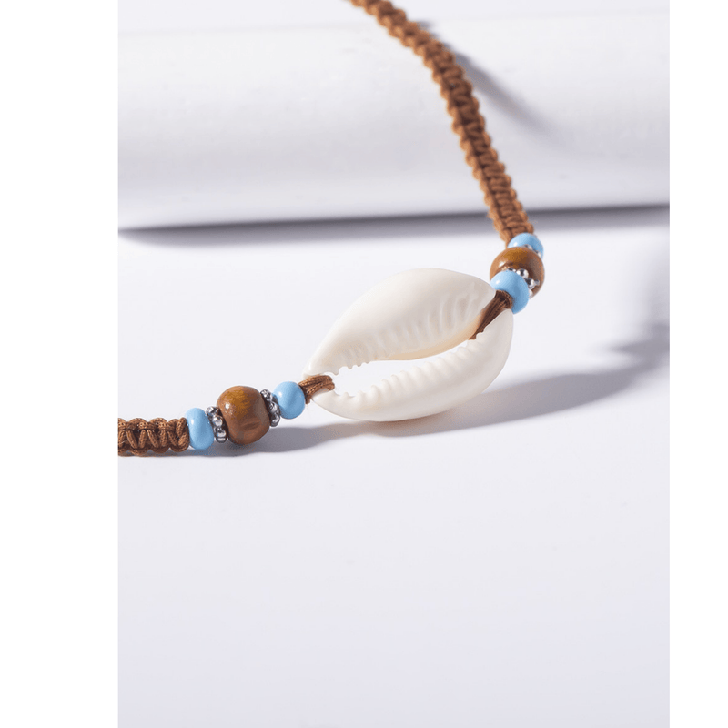 Turquoise Bead and Cowrie Choker Necklace Necklaces mambillia 