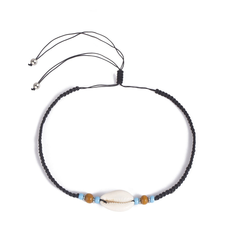 Turquoise Bead and Cowrie Choker Necklace Necklaces mambillia 