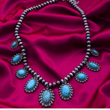 Turquoise Stone Chunky Necklace mambillia 