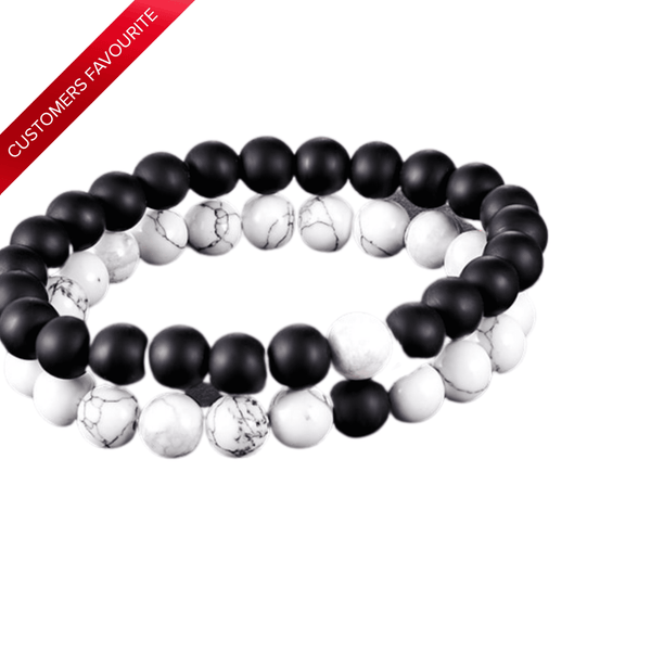 Unisex yoga black onyx and white howlite bracelet Bracelets mambillia 