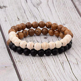 Wooden Bead Bracelets mambillia 2 piece black & white bracelet 