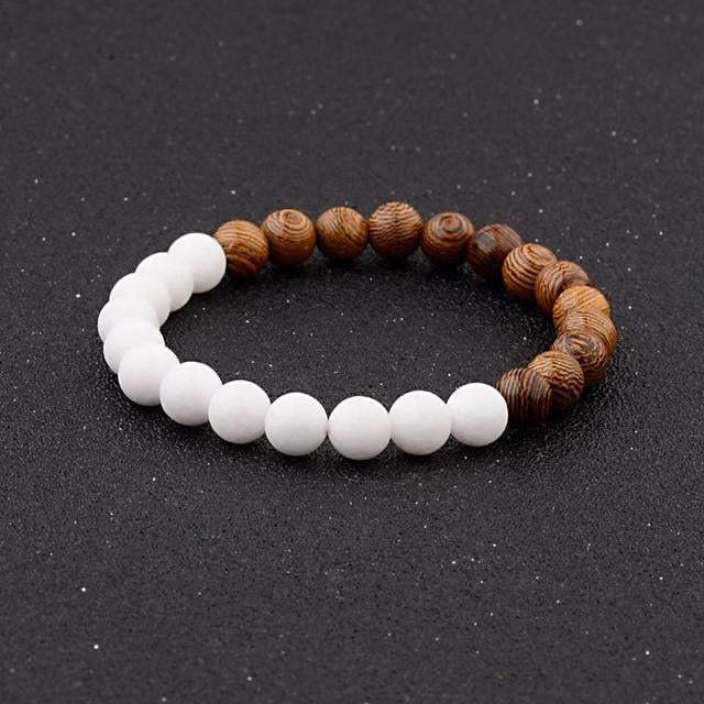 Wooden Bead Bracelets mambillia Howlite & Brown 